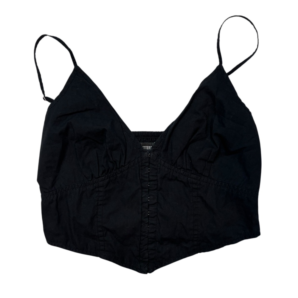 Urban Outfitters black cotton corset tank top smocked back size small